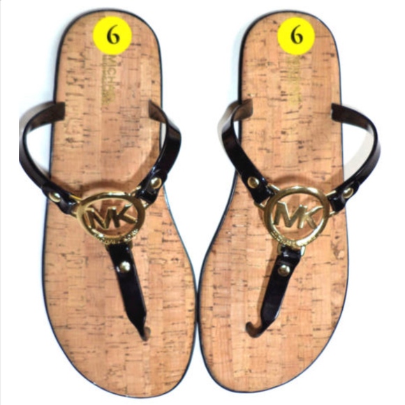 mk gold flip flops